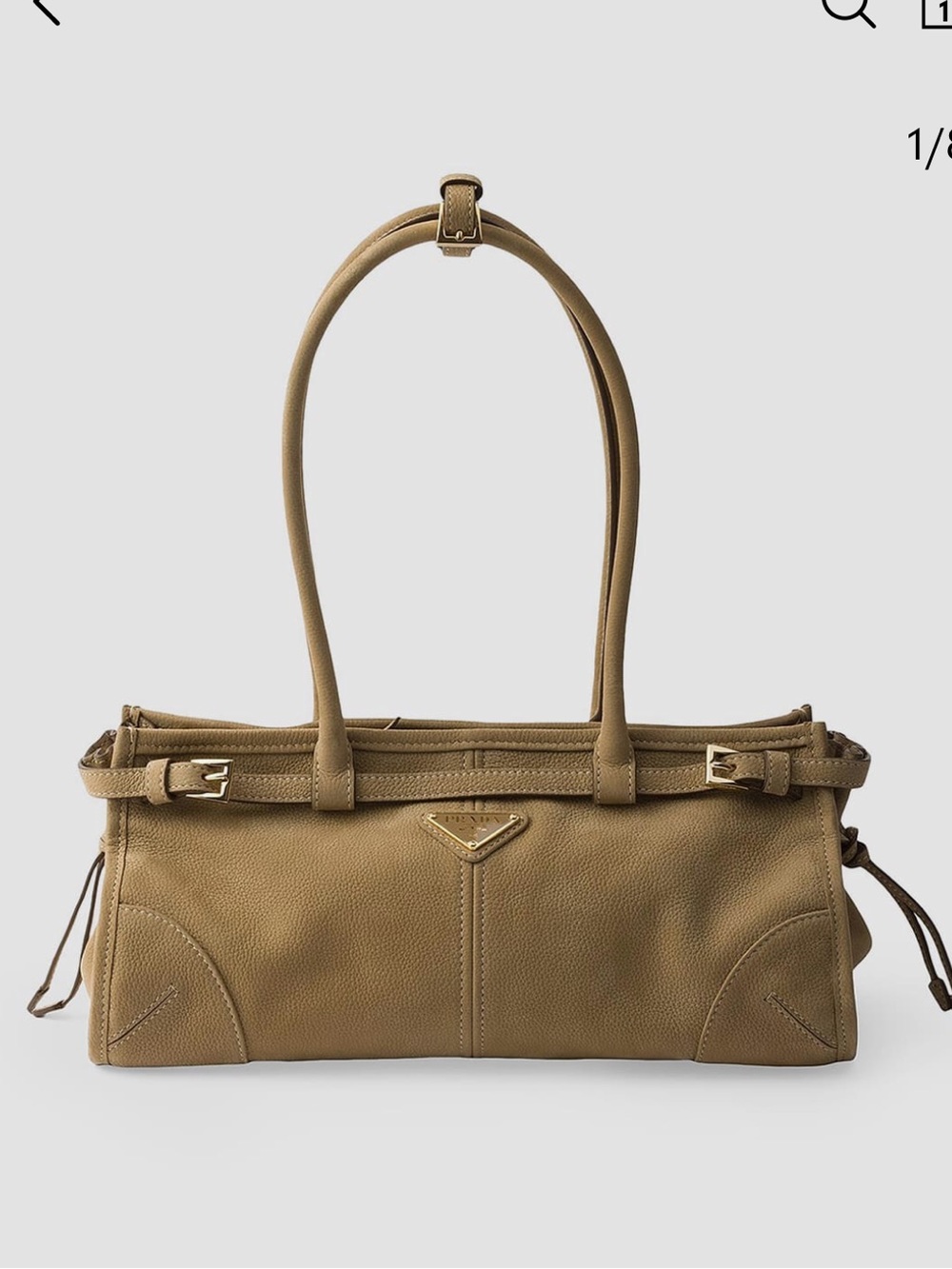 Prada Bonnie Medium Nubuck Leather Shoulder Bag — Tan - Picture 1 of 3